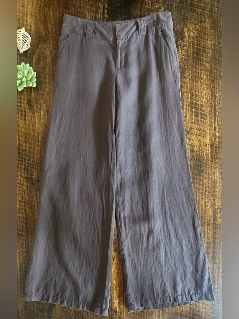 London Jean | The Marisa Fit Wide Leg 100% Linen Pants, Chocolate Brown, Size 8